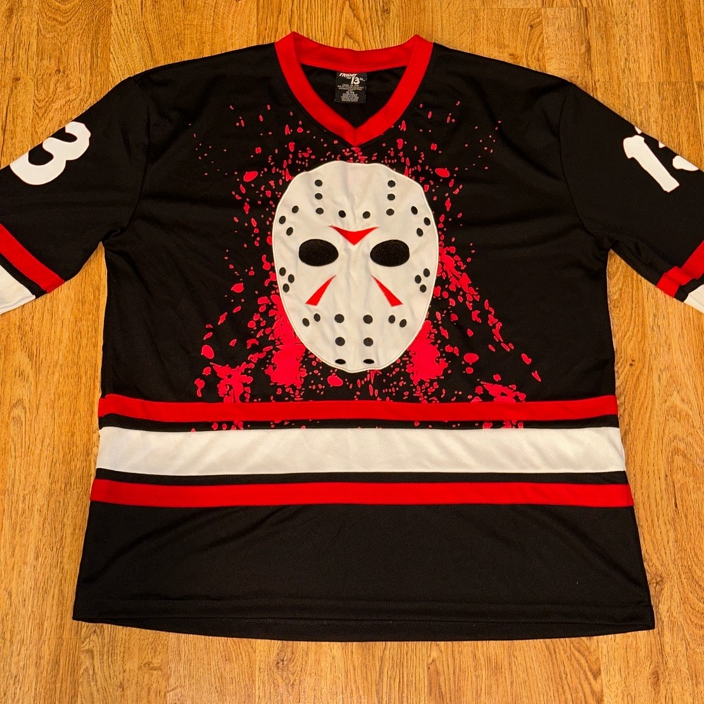 Friday The 13th Jason Voorhees Hockey Jersey Men’s XL Black & Red Horror Kruger